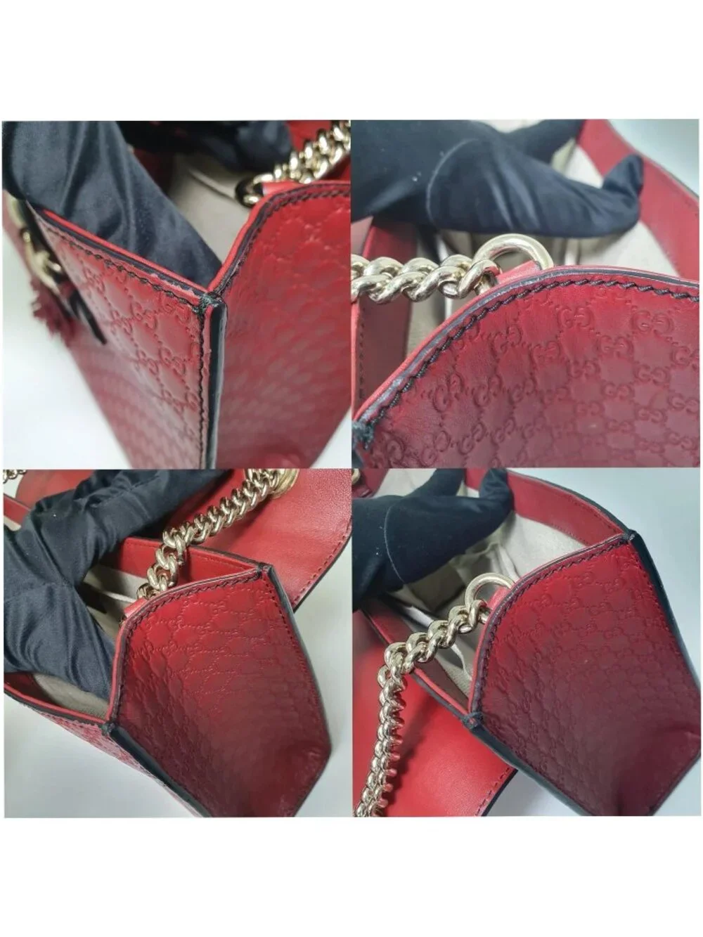 Authentic Gucci Emily Microguccissima Red Leather Chain Shoulder Bag - Picture 8 of 12